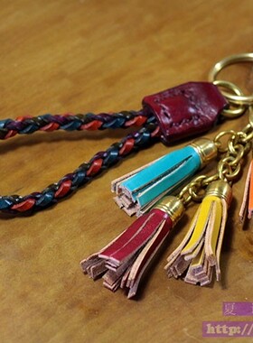 钥匙扣铃铛挂件流苏皮手绳饰品