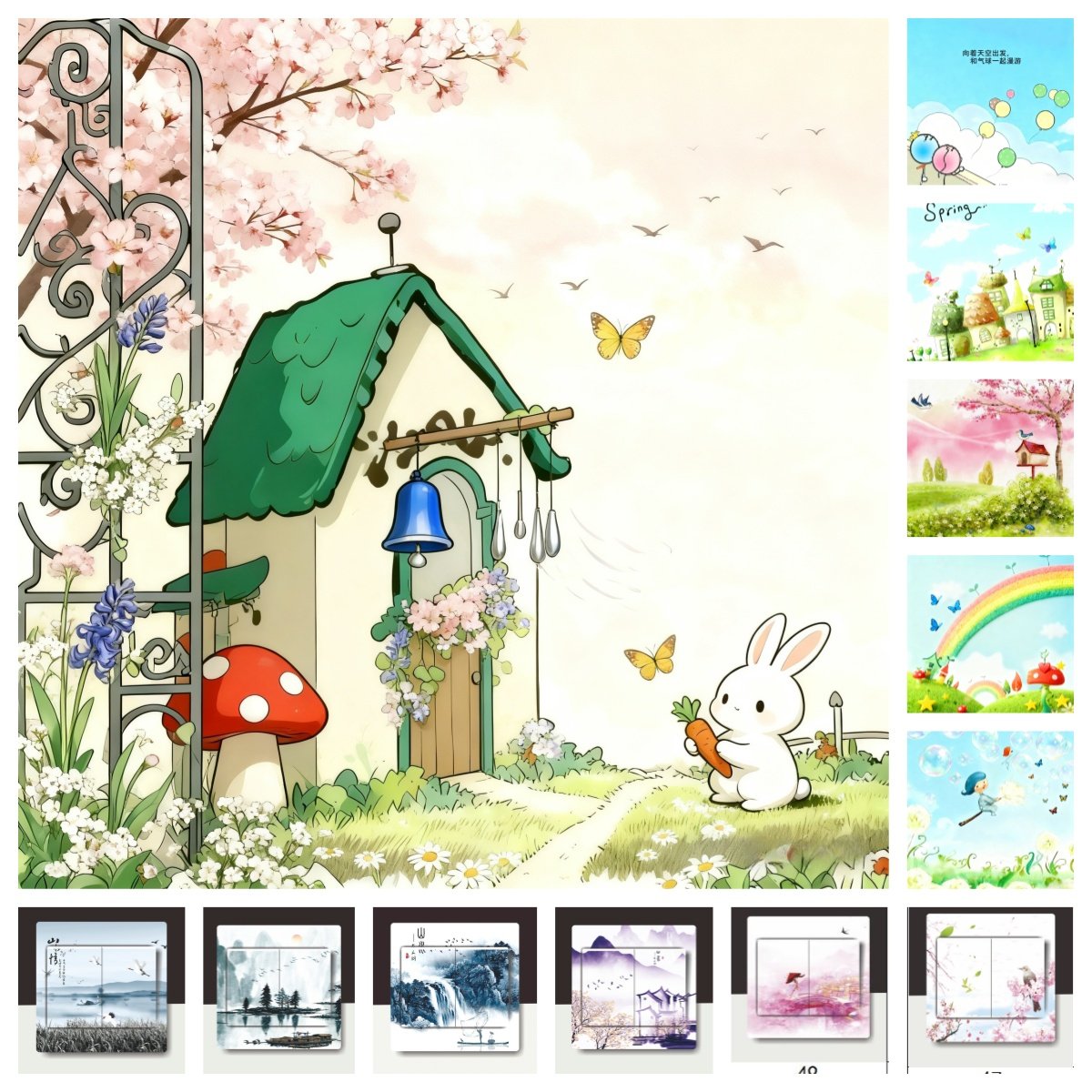 防尘开关套装饰贴卡通墙贴纸贴画装饰开关按键贴插座贴田园防水