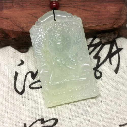 一物一拍天然岫玉高货冰料祥龙观音挂件吊坠亚亮结合抛光大牌孤品