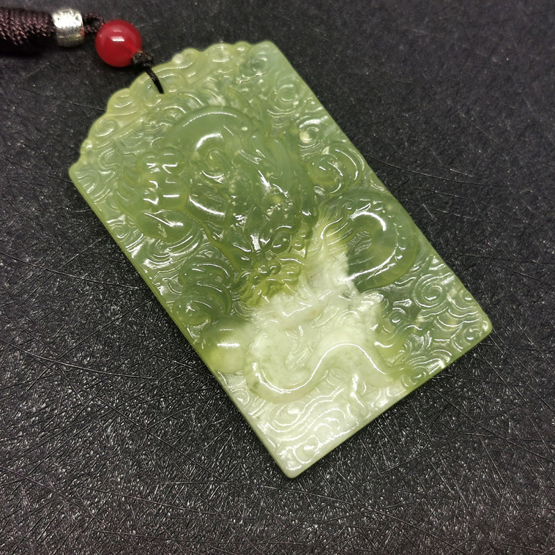 玉龙牌吊坠挂件岫玉甲翠高货天然俏色白翠为云料体通透色正水头足