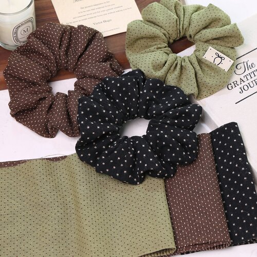 韩系复古棉麻波点发圈DIY材料