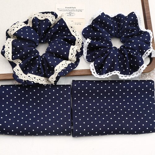 藏蓝波点发圈手工diy材料