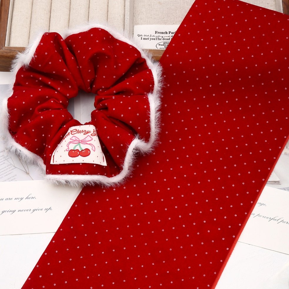 儿童新年红色波点丝绒发圈diy材料植绒布条布带手工头绳肠圈辅料,居家布艺,丝带/绸带/布带,淘宝优惠券,粉丝福利购,淘宝优惠卷