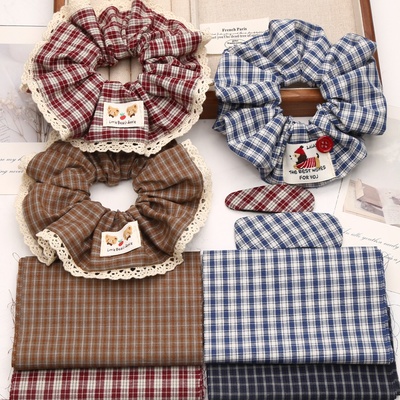 韩系复古棉布格子发圈diy布料