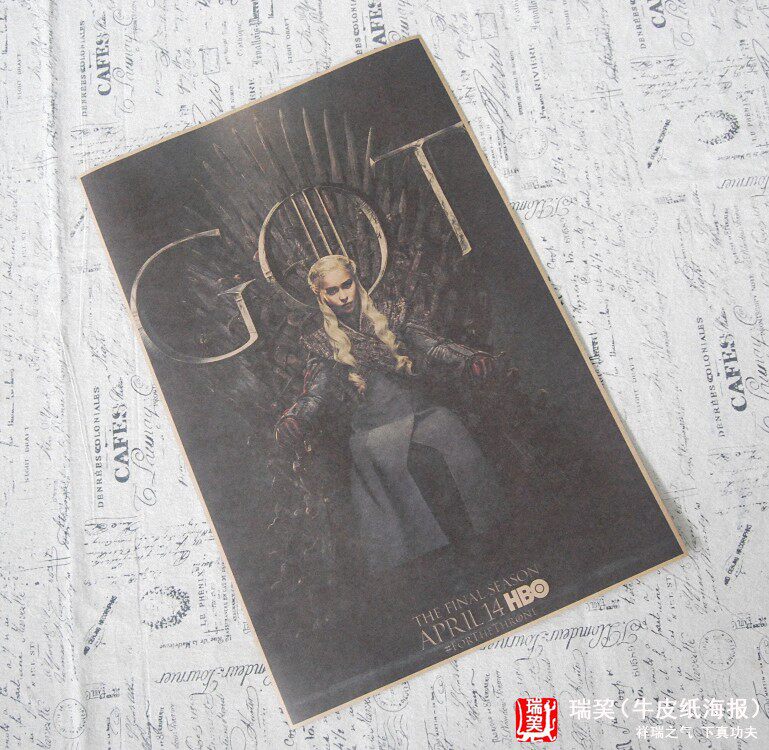 权利的游戏女主角龙母龙妈海报丹妮莉丝第八季人物贴纸牛皮纸定制