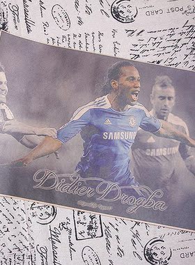 魔兽德罗巴海报Drogba切尔西队英超球星足球装饰画宿舍健身房定制