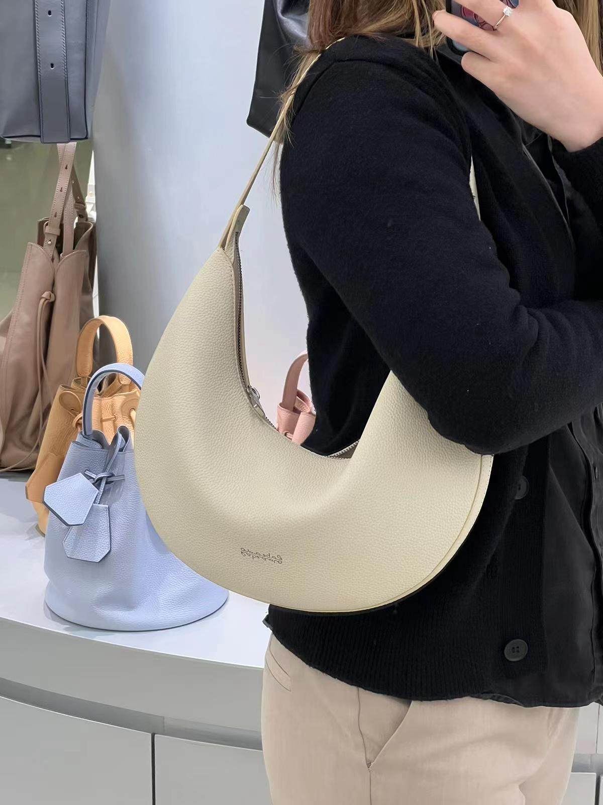 rabeanco月牙包腋下包女包牛皮单肩包小众手提包88159