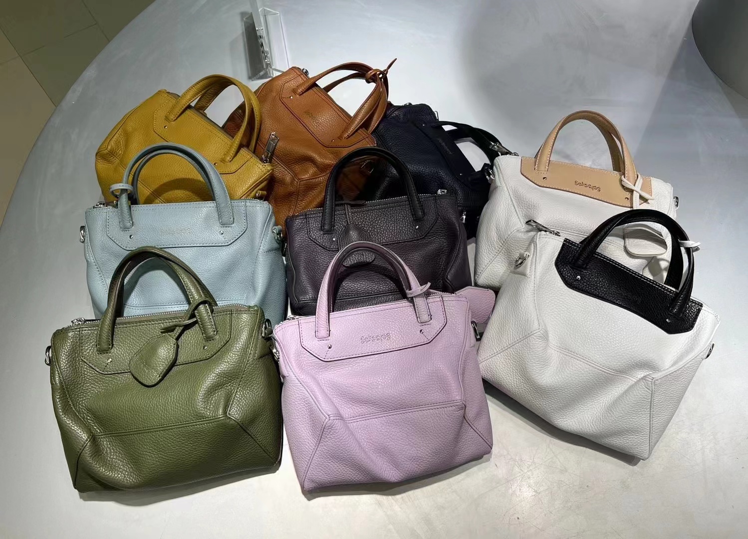 RABEANCO迷你小包菱形钻石包斜挎包女单肩包牛皮手拎大容量手提包