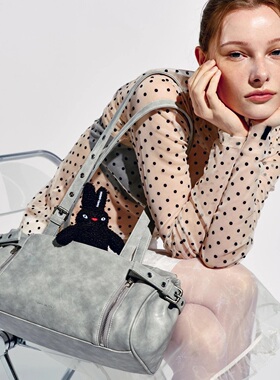 韩国代购 samoondoh nouvelle bag M 拉链 洞孔绑带 单肩包