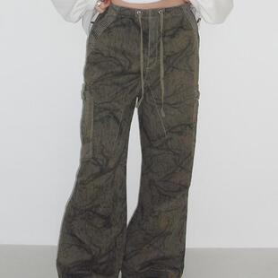 cargo 抽绳 直筒 韩国代购 休闲裤 camouflage 宽松 olssen