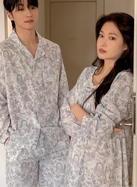 韩国代购 juuneedu 直邮 alde couple 碎花 情侣 睡衣套装/睡裙
