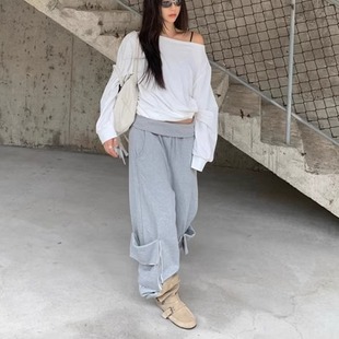 pocket 大口袋 韩国代购 休闲裤 roll 棉质 olssen