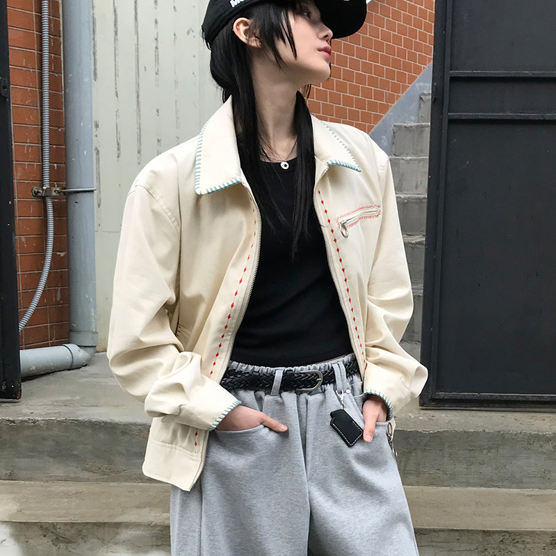 韩国代购 aake color stitch kara 拉链 夹克外套