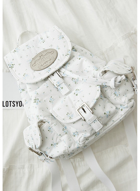 韩国代购  lotsyou Nostalgia Backpack 碎花&条纹 双肩包