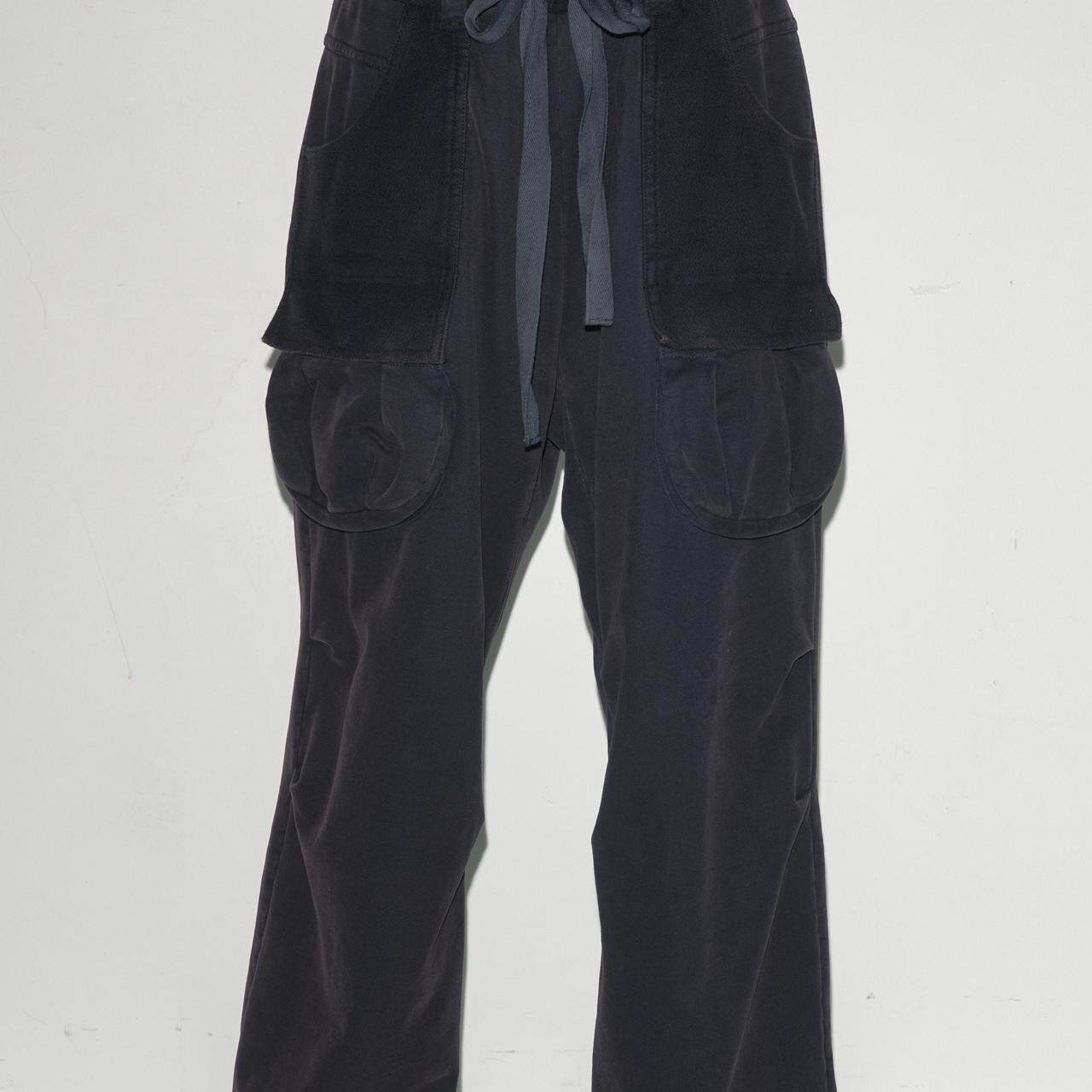 韩国代购 seo FADED JERSEY CARGO 水洗 口袋 直筒 宽松休闲裤 - 实物图
