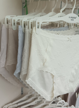 优织物女士轻暖浮雕磨毛拼接花边中腰高弹包臀蚕丝透气内裤11936