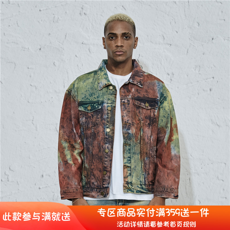 纽约潮牌Profound Foundation支线 洗水做旧 扎染牛仔夹克Nav同款