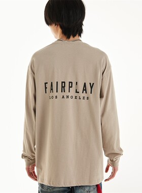 【清仓特价】fairplay基础logo tee重磅 宽松休闲街头纯棉长袖T恤