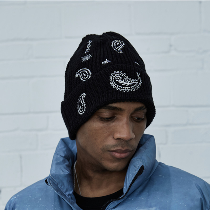 纽约潮牌Profound Foundation支线 腰果花满版刺绣针织毛线帽冷帽