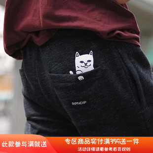 Shorts贱猫口袋猫中指猫 ripndip Nermal 短裤 Peeking ins爆款