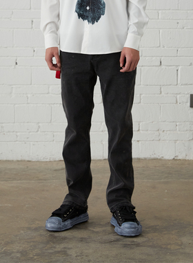 纽约潮牌Profound Foundation支线 洗水做旧 毛边破坏 泼墨牛仔裤