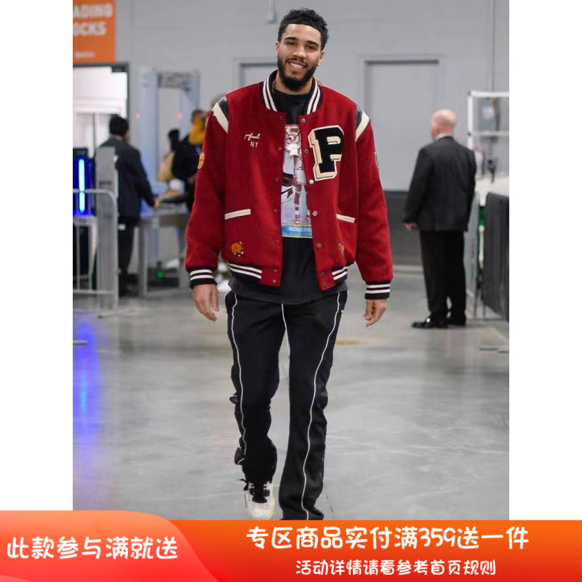 纽约设计师品牌Profound 拼皮字母刺绣羊毛呢棒球服 塔图姆同款