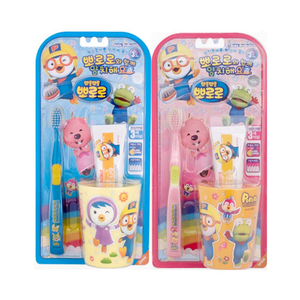 韩国Pororo啵乐乐儿童刷牙套装 牙刷牙膏杯子三件套户外旅行套装