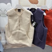 百搭潮流V领摇粒绒马甲男女情侣款 半拉链保暖双口袋马甲宽松
