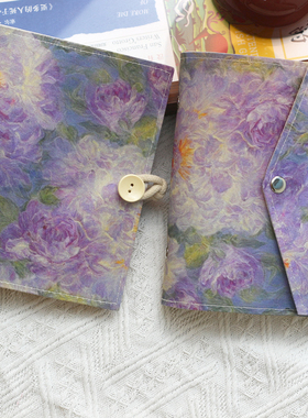 原创梦幻紫花A5A6A7布艺本子活页手帐本记事日记日程礼物集章随身