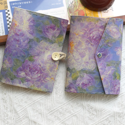 原创梦幻紫花A5A6A7布艺本子活页手帐本记事日记日程礼物集章随身