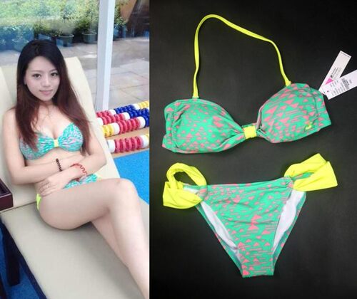 中号全场清仓三件100元 正品澳单Billabong抹胸萤光绿BIKINI 性感