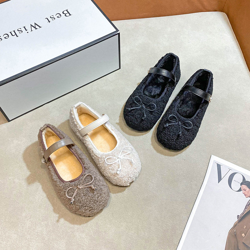 2025冬女童羊羔毛豆豆鞋女孩蝴蝶结平底玛丽珍毛毛鞋加绒单鞋棉鞋,童鞋/婴儿鞋/亲子鞋,棉鞋,淘宝优惠券,粉丝福利购,淘宝优惠卷