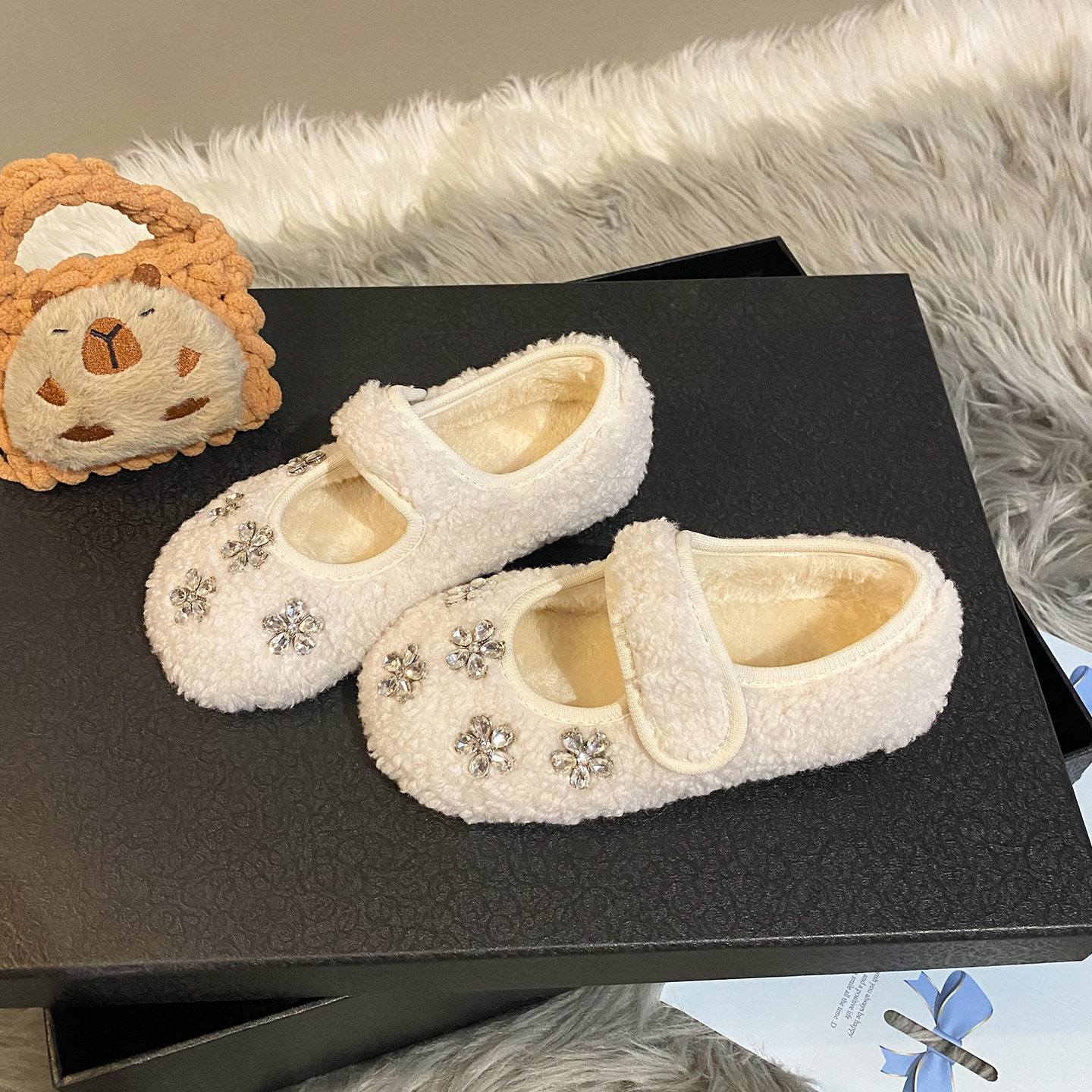 冬季女童公主毛毛鞋豆豆鞋外穿加绒二棉平跟软底保暖宝宝棉鞋舒适,童鞋/婴儿鞋/亲子鞋,棉鞋,淘宝优惠券,粉丝福利购,淘宝优惠卷