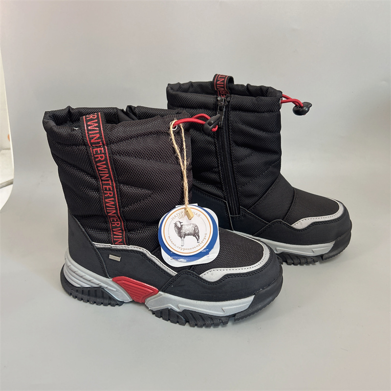 16外贸俄羊毛雪地靴防滑防水男童棉鞋一脚蹬-30度童中靴户外防水