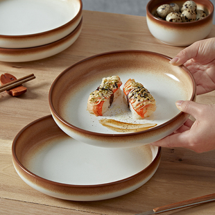日式复古9.5英寸盘子菜盘碗碟家用高级感西餐盘牛排盘早餐意面盘