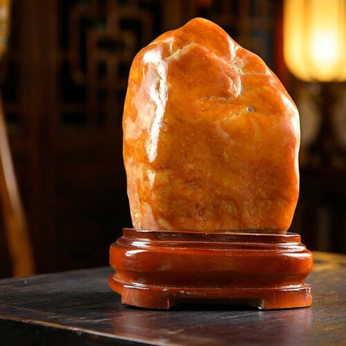 黄蜡石客厅摆件黄龙玉石摆设装饰