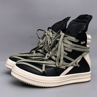 RO shoes, men's five-pointed star inverted triangle sneakers, lace-up mummy high-top shoes, height-increasing thick-soled genuine leather ankle boots, women's fashion thumbnail 2