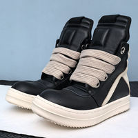 RO shoes, men's five-pointed star inverted triangle sneakers, lace-up mummy high-top shoes, height-increasing thick-soled genuine leather ankle boots, women's fashion thumbnail 6
