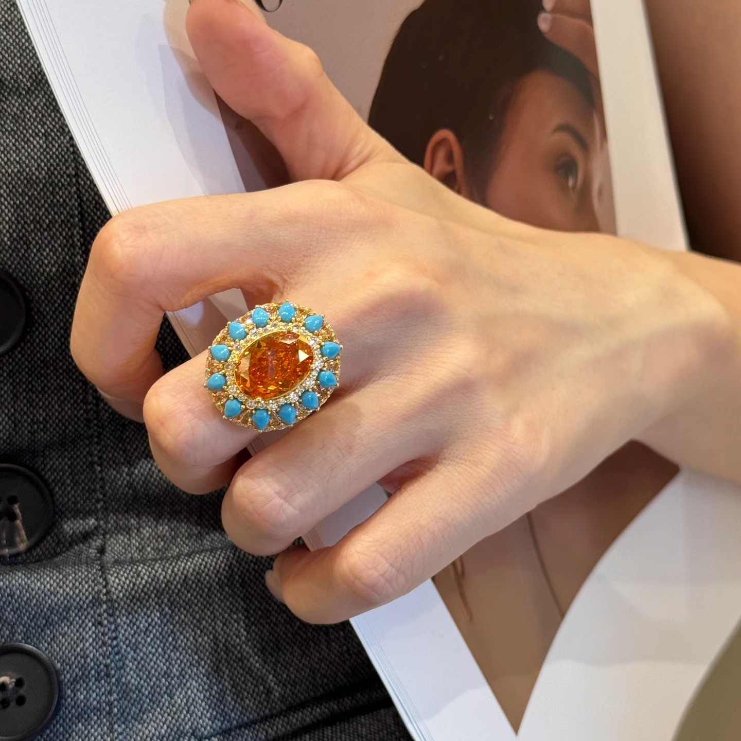 深圳黄金戒指女士足金999小香风高级感戒指带证书礼盒支持复检