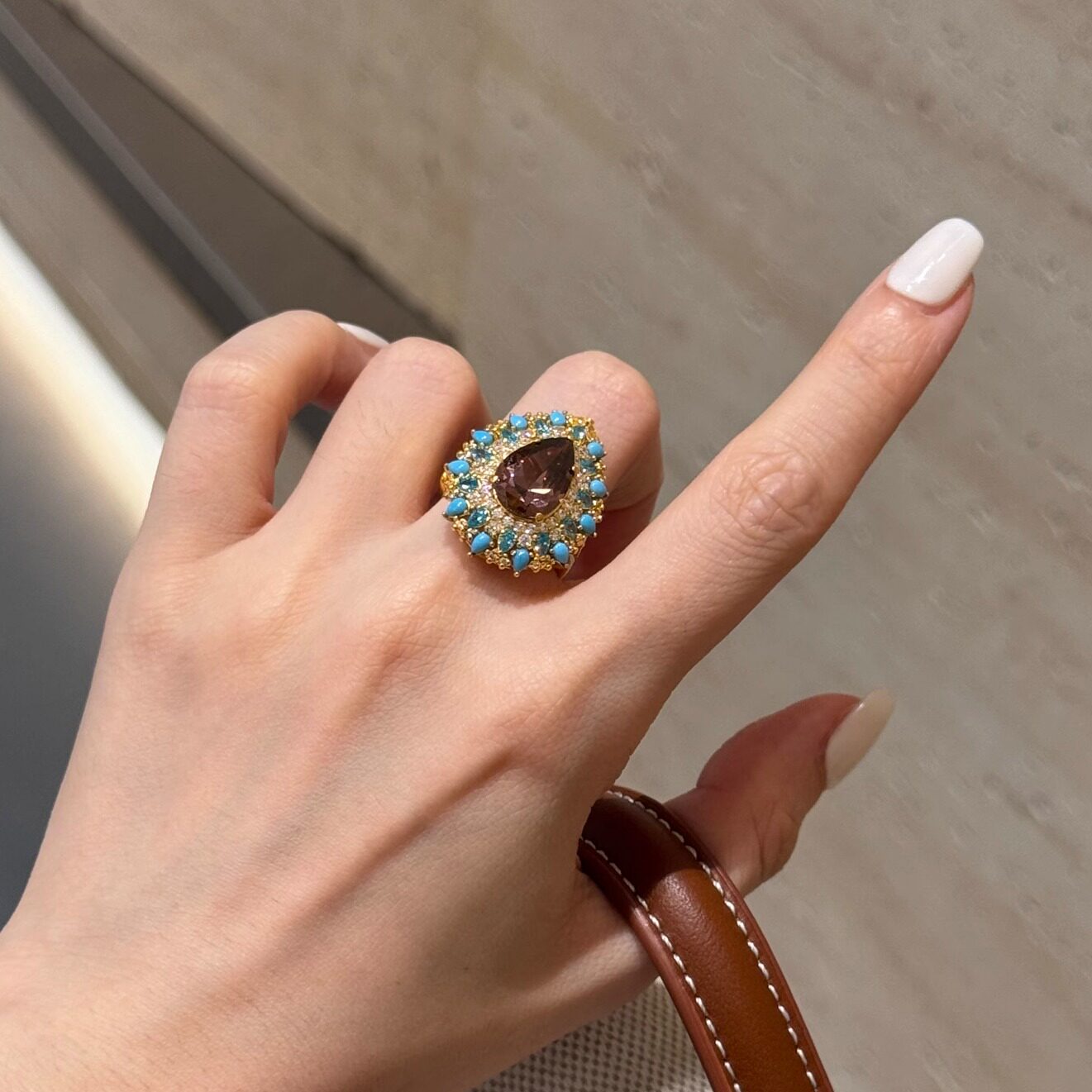 深圳黄金戒指女士足金999轻奢小香风冰花石戒指足金支持复检礼盒