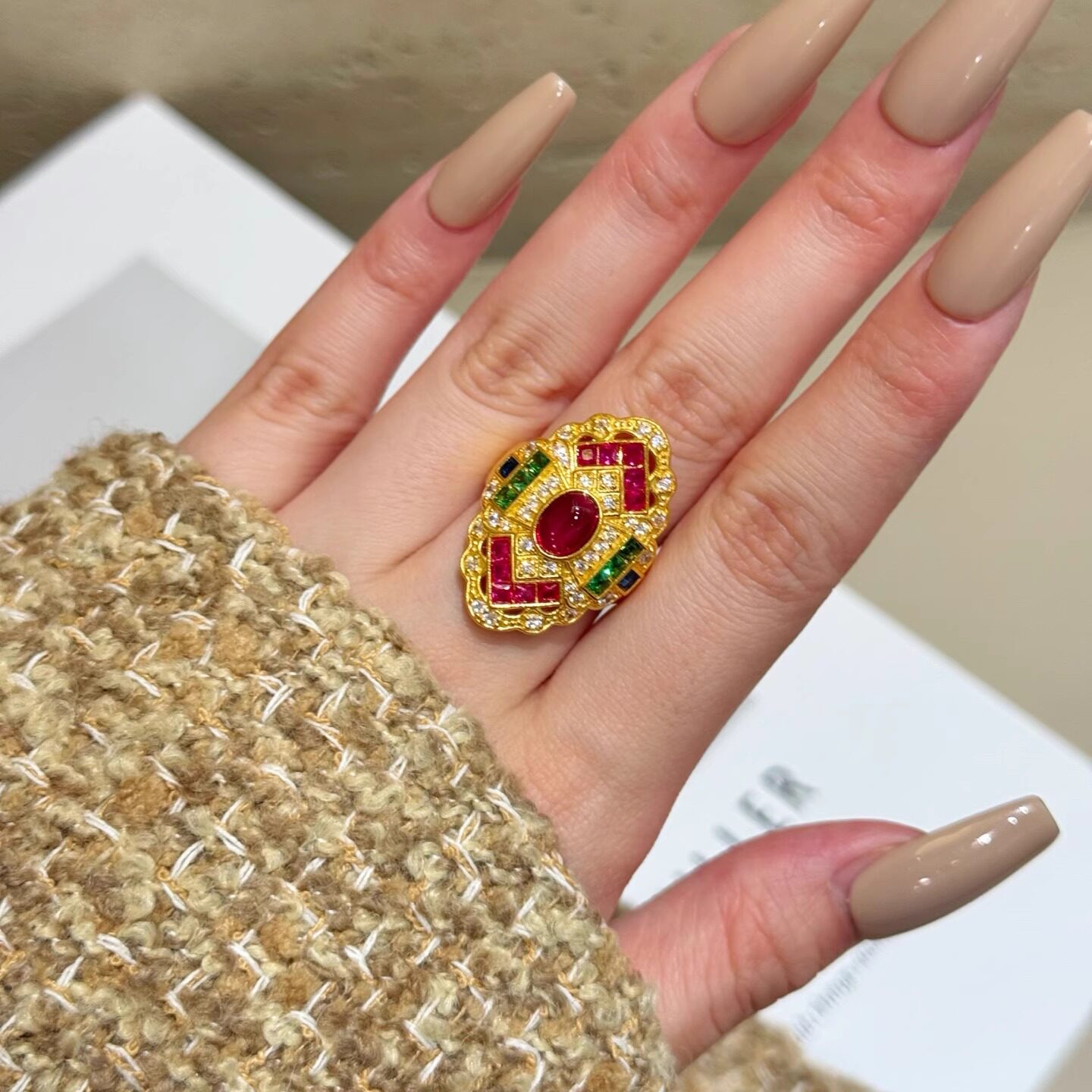 深圳黄金5D活口女戒指足金999戒高级感欧美风黄金证书支持复检