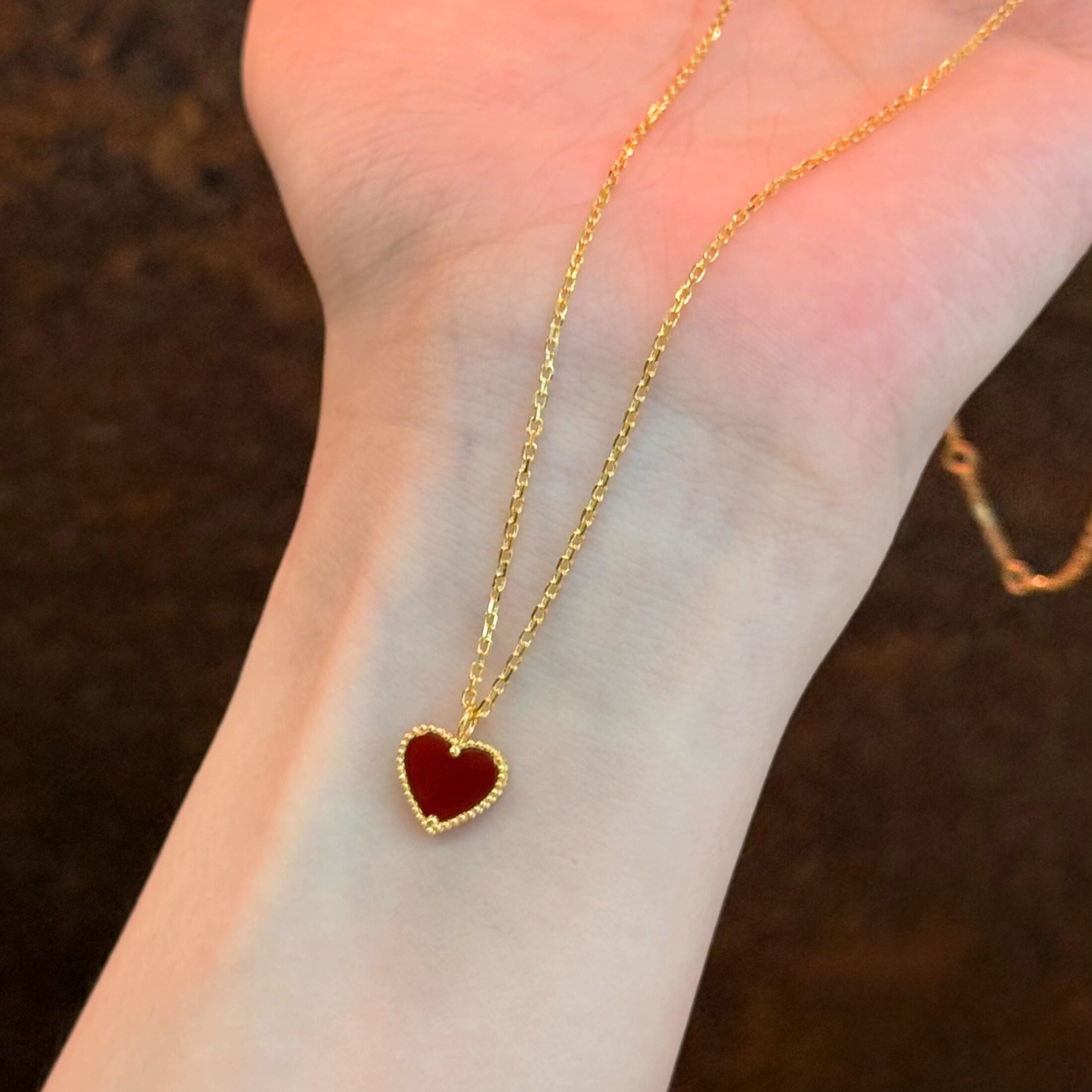 黄金项链女生足金999红爱心套链恋人圆满桃花项链支持复检送礼盒