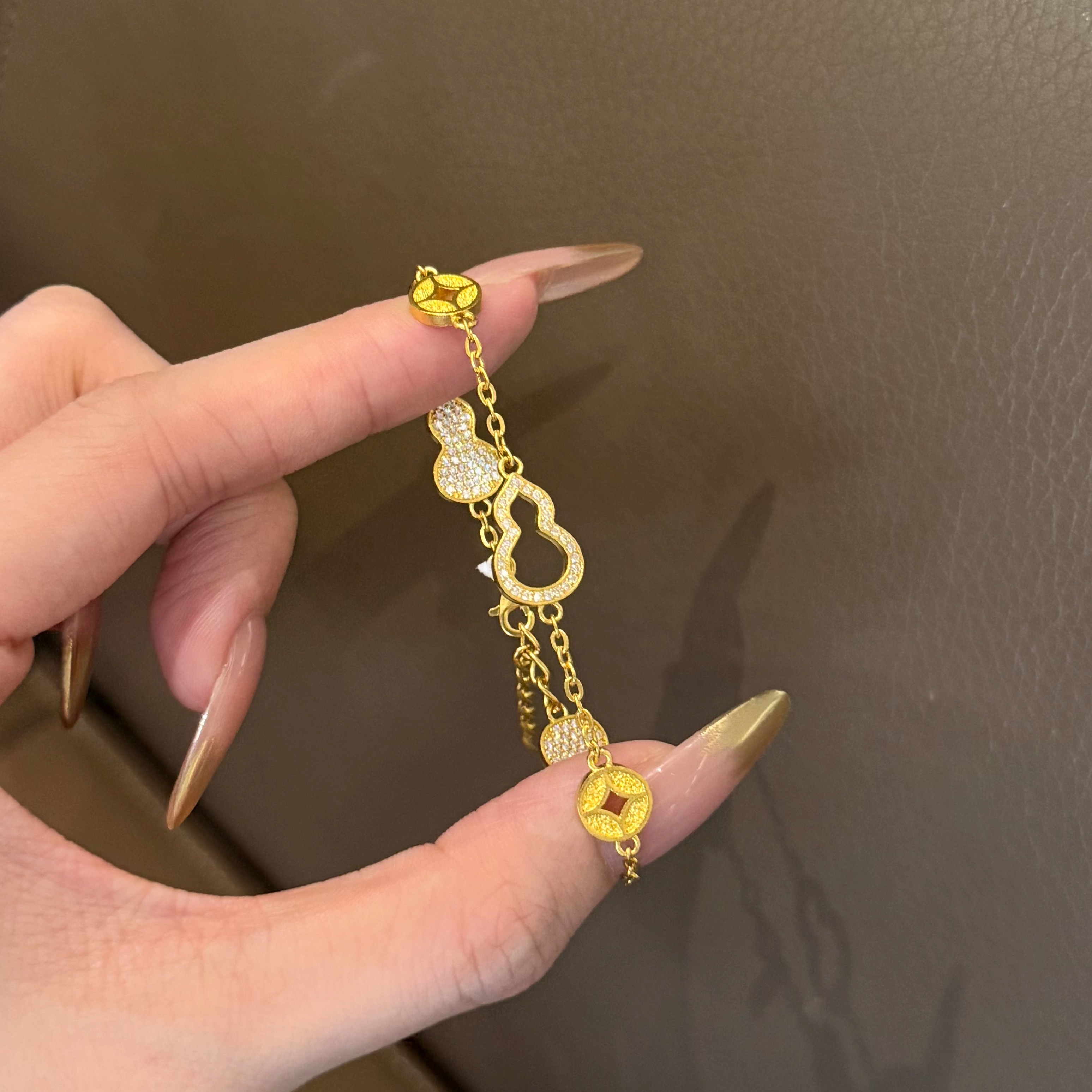 黄金女手链足金999福禄葫芦老钱币来才手链子黄金支持复检带证书