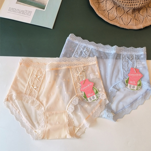 彩田25年薄透1A385全蕾丝网纱镂空甜美性感青年茶多酚底裆女内裤