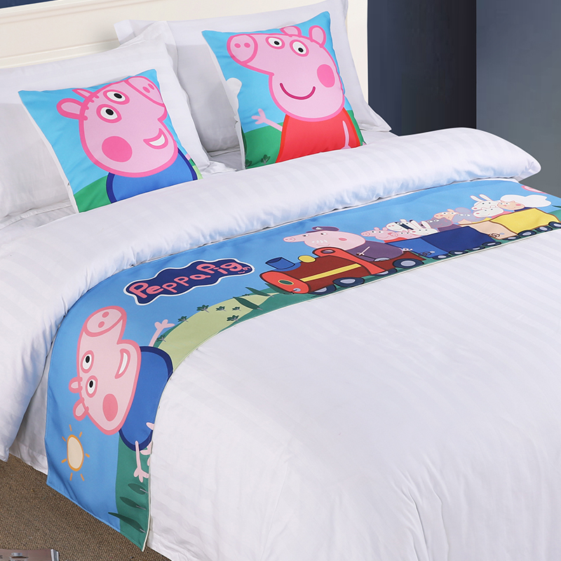 卡通宾馆酒店亲子房床上用品高档床尾巾床旗床盖床尾垫床盖床尾条