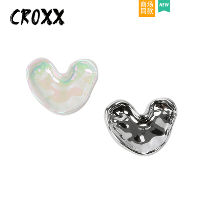 CROXX 洞洞鞋配饰七彩镭射爱心装饰扣配件鞋 卡扣适配Cross/Crocs