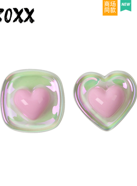 CROXX 洞洞鞋配饰透明炫彩爱心装饰扣鞋花卡扣 适配Cross/Crocs