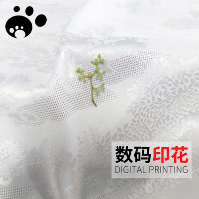 清明上河图提花布料微弹古风旗袍
