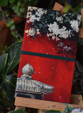 阿俏×夏目手作 手工旅行水彩本300g棉浆宝虹口袋随身速写风琴本