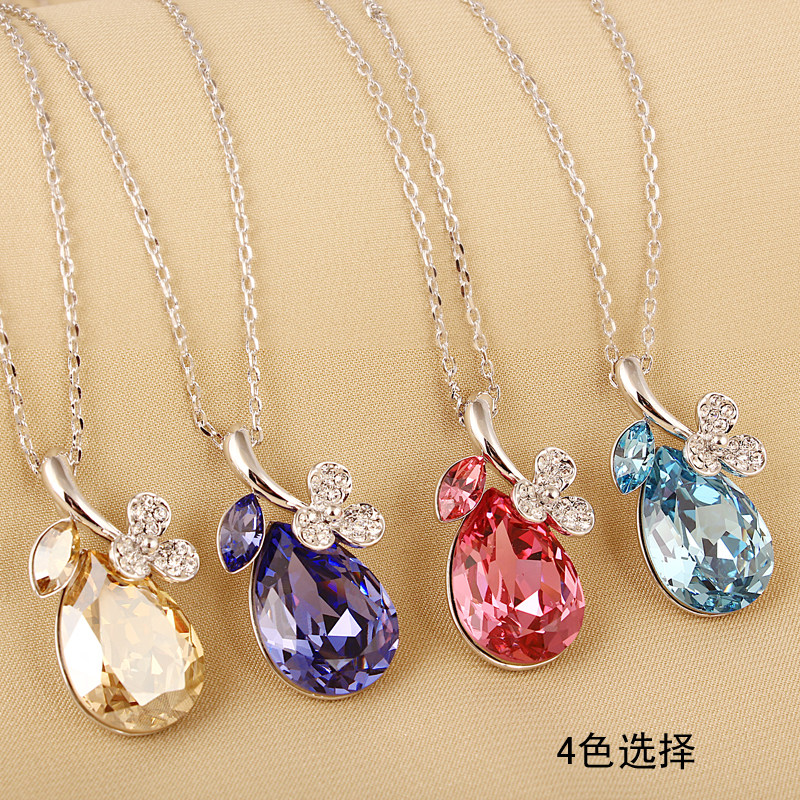 高级感奢华奥地利水晶花朵短款项链女韩版气质锁骨链母亲节礼物潮